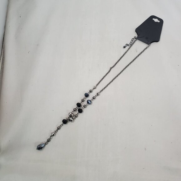 Inter American Faceted black and smoky grey crystal Stone lariat Necklace - Picture 4 of 7